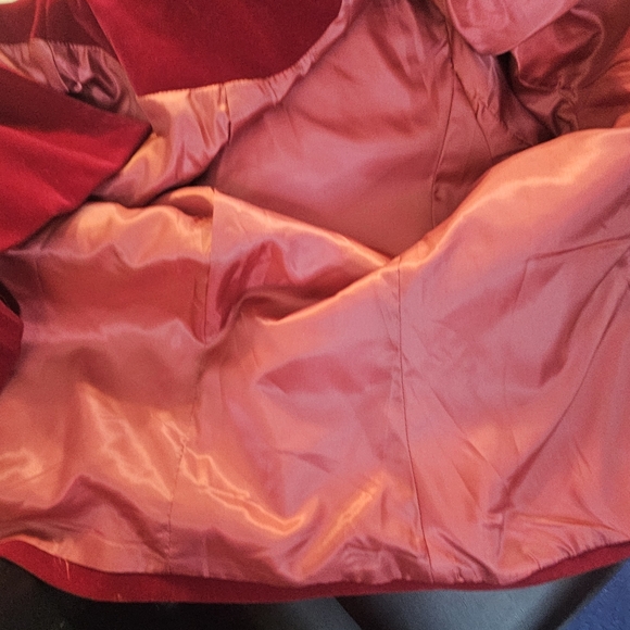 Elegant Velvet Double-Breasted Women's Jacket Blazer Dark Red Sz XL - Picture 7 of 7